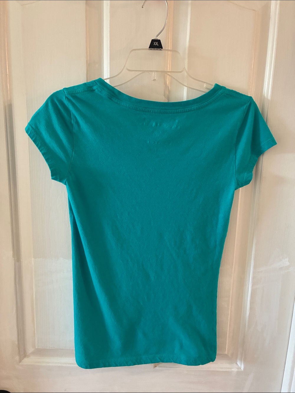 Aeropostale Teal colored V-Neck Tee with Purple & Blue Sparkly Floral Accent - Picture 5 of 5